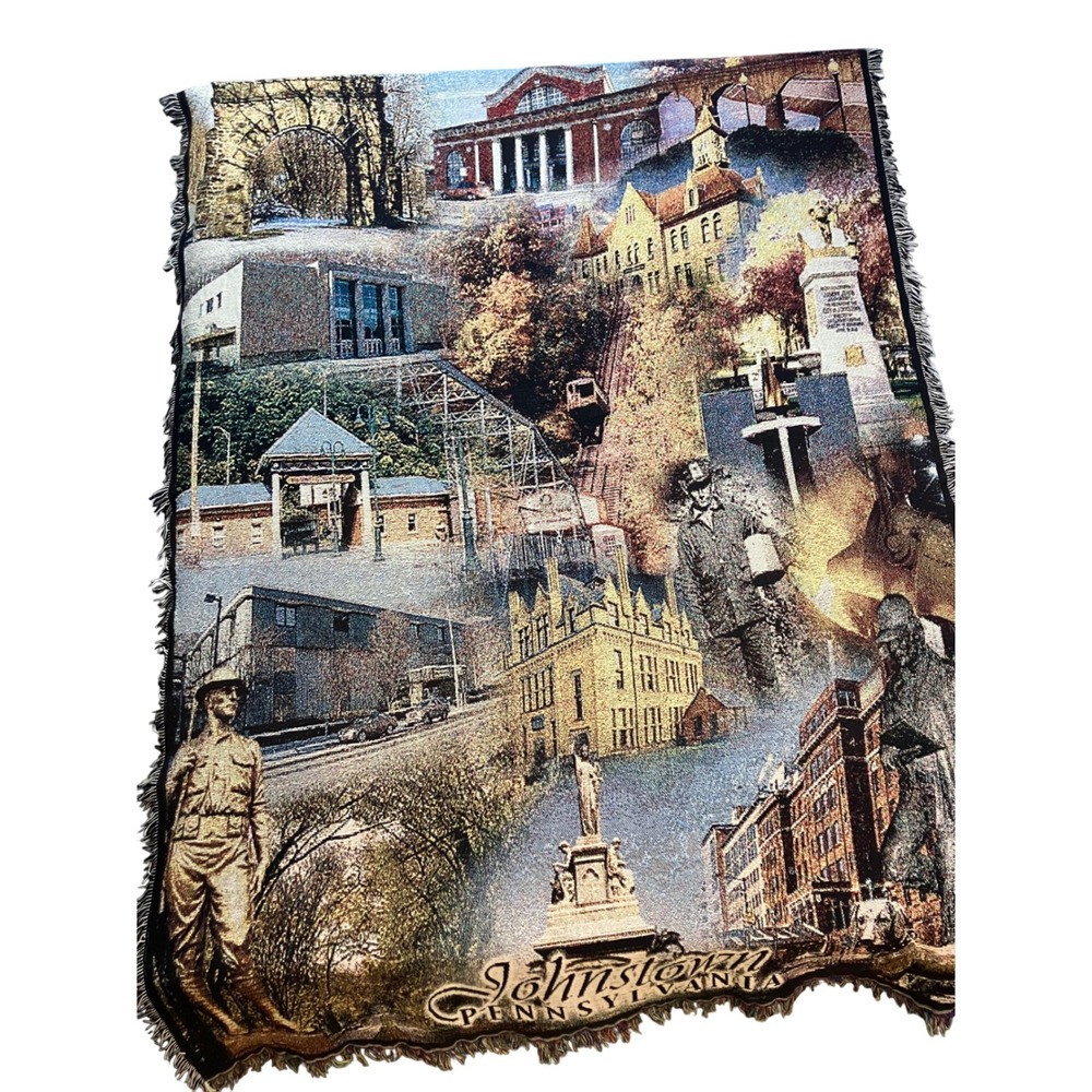 Johnstown Pennsylvania Collectible Woven Tapestry Throw Blanket Souvenir Art